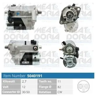 5040191 MEATDORIA TOYOTA Стартер LAND CRUISER PRADO (_J12_) 3.0 D-4D (KDJ120, KDJ125) 04-09 MEAT&DORIA підбір по vin на Brocar