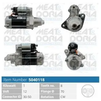 5040118 MEATDORIA SUZUKI Стартер GRAND VITARA II (JT, TE, TD) 1.6 (JB416) 05-15 MEAT&DORIA подбор по vin на Brocar