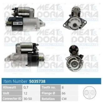 5035738 MEATDORIA SUZUKI Стартер GRAND VITARA II (JT, TE, TD) 1.9 DDiS 05-15 MEAT&DORIA підбір по vin на Brocar