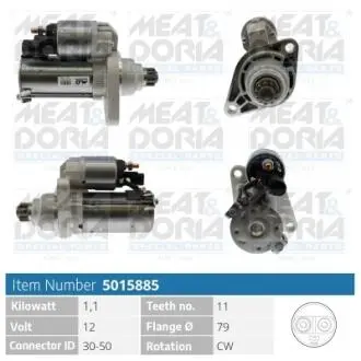 5015885 MEATDORIA AUDI Стартер A3 (8V1, 8VK) 1.8 TFSI 12-16, SEAT, SKODA, VW MEAT&DORIA подбор по vin на Brocar