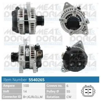 5540265 MEATDORIA TOYOTA Генератор AURIS 1.6 09-12, RAV 4 III 2.0 4WD 08-13 MEAT&DORIA подбор по vin на Brocar