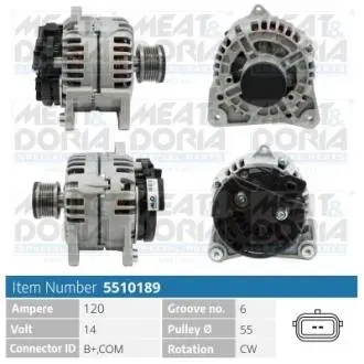 5510189 MEATDORIA RENAULT Генератор CLIO III (BR0/1, CR0/1) 1.5 dCi 05-10 MEAT&DORIA підбір по vin на Brocar