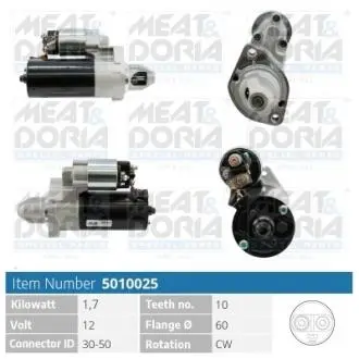 5010025 MEATDORIA DB стартер 12V 1.6KW W211/220,Sprinter 06-,Vito 06- MEAT&DORIA підбір по vin на Brocar