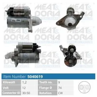 5040619 MEATDORIA TOYOTA Стартер AURIS 1.3 12-18, COROLLA 1.3 13-18 MEAT&DORIA подбор по vin на Brocar
