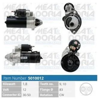 5010012 MEATDORIA VW стартер Passat,T4,Skoda SuperB,Audi MEAT&DORIA підбір по vin на Brocar