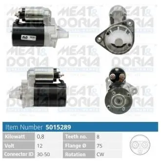 5015289 MEATDORIA DAEWOO стартер MATIZ 0.8 MEAT&DORIA підбір по vin на Brocar