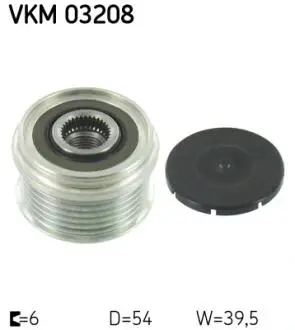 VKM03208 SKF FIAT шків генератора Punto/Grande Punto 1,3D Multijet, OPEL 1,3CDTI 05-. SKF підбір по vin на Brocar