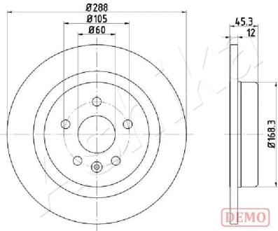 61000404C (16&quot;) Диск гальмівний задній Opel Astra K 1.0-1.6D 06.15- ASHIKA підбір по vin на Brocar