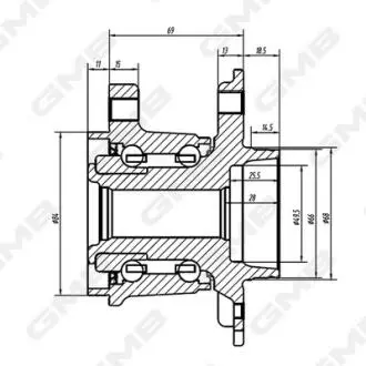 GH34930 GMB NISSAN Ступица задн. Qashqai 4Х4 1,6dCi 13-, RENAULT Kadjar 4Х4 1,6dCi 15- GMB подбор по vin на Brocar