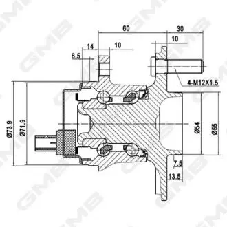 GH35080A GMB TOYOTA Подшипник ступицы задн. YARIS 1.2/1.5 13- GMB підбір по vin на Brocar