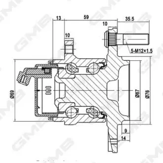 GH34920A GMB HYUNDAI Маточина колеса ACCENT 1.4/1.6 10- GMB подбор по vin на Brocar