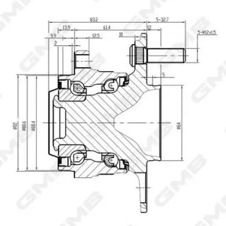 GH35120M GMB HONDA Ступица задн. CR-V 1.6/2.0 12-16 GMB підбір по vin на Brocar