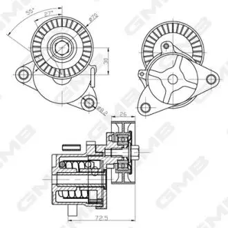 GAT31480 GMB OPEL Ролик натяжной Insignia 09- GMB подбор по vin на Brocar