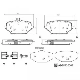 ADBP420065 BLUE PRINT DB Колодки гальмівні задні GLE (V167) GLE 300 d 4-matic (167.119) 18-23 BLUE PRINT підбір по vin на Brocar