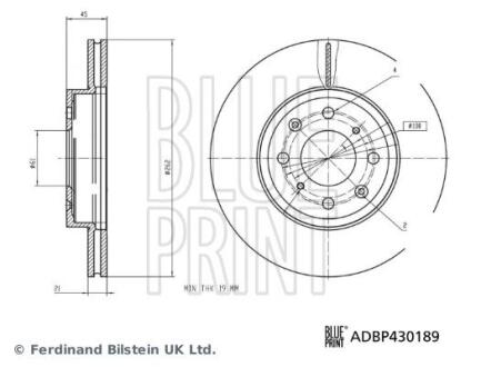 ADBP430189 BLUE PRINT HONDA Диск гальмівний передн. JAZZ V (GR_) 1.5 eHEV BLUE PRINT підбір по vin на Brocar