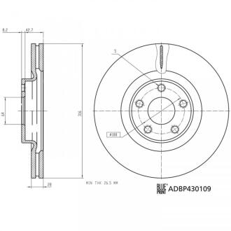 ADBP430109 BLUE PRINT FORD Диск передній GALAXY III (CK) 2.0 EcoBlue BLUE PRINT підбір по vin на Brocar