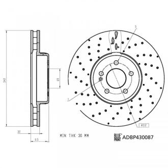 ADBP430087 BLUE PRINT DB диск гальм. передній (342мм) W205/W213 BLUE PRINT підбір по vin на Brocar