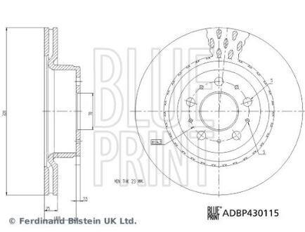 ADBP430115 BLUE PRINT TESLA диск гальм. передній Model 3 BLUE PRINT підбір по vin на Brocar