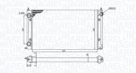 350213187500 MAGNETI MARELLI радіатор двигуна SEAT TOLEDO I (1L) 1,6 VW CADDY I (14) 1,5 1,6 1,8 GOLF I* (17) 1,6 1,8 1,6D GOLF II* (19E/1G MAGNETI MARELLI підбір по vin на Brocar