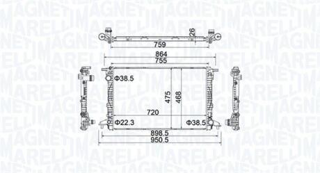 350213154900 MAGNETI MARELLI AUDI Радіатор охолодження двиг. A4 Allroad B9 3.0 16-, A5, A6, A7, A8, Q7 MAGNETI MARELLI підбір по vin на Brocar