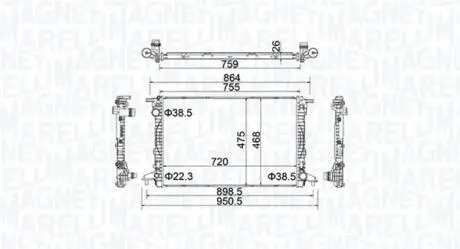 350213154900 MAGNETI MARELLI AUDI Радіатор охолодження двиг. A4 Allroad B9 3.0 16-, A5, A6, A7, A8, Q7 MAGNETI MARELLI підбір по vin на Brocar