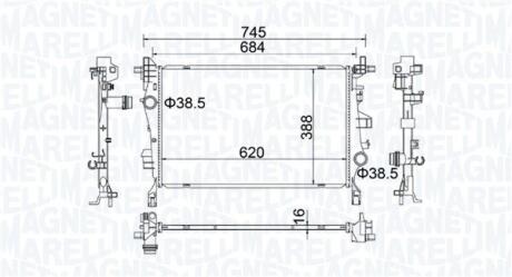 350214400000 MAGNETI MARELLI JEEP Радіатор системи охолодження двигуна RENEGADE 1.4, 1.6 14-, FIAT MAGNETI MARELLI підбір по vin на Brocar