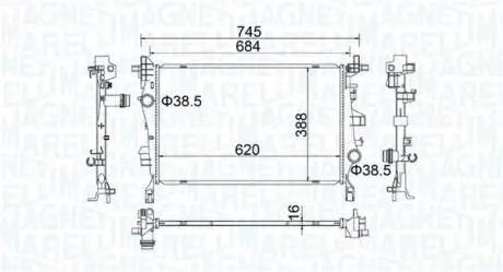350214400000 MAGNETI MARELLI JEEP Радіатор системи охолодження двигуна RENEGADE 1.4, 1.6 14-, FIAT MAGNETI MARELLI підбір по vin на Brocar