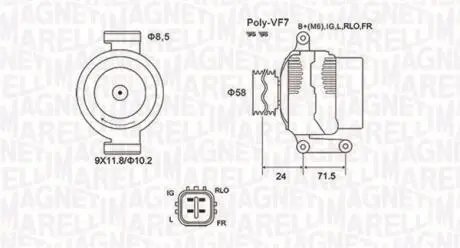 063732029010 MAGNETI MARELLI TOYOTA Генератор AVENSIS 2.0, 2.2 08-, RAV 4 III 2.2 05-, LEXUS MAGNETI MARELLI подбор по vin на Brocar