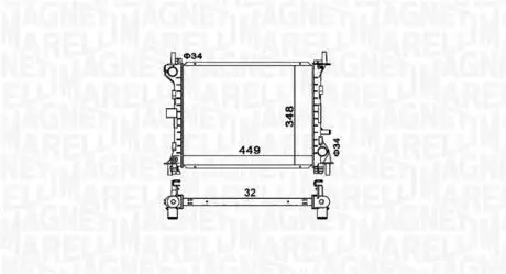 350213160300 MAGNETI MARELLI FORD Радіатор охолодження FOCUS I Turnier (DNW) 1.6 16V 99-04 MAGNETI MARELLI підбір по vin на Brocar