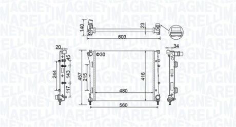 350213151100 MAGNETI MARELLI FIAT Радіатор сист. охолодженння 500 0.9-1.4 07-, PANDA, FORD MAGNETI MARELLI підбір по vin на Brocar