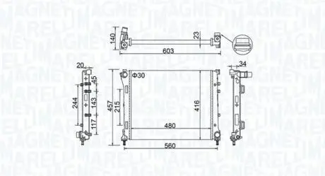 350213151100 MAGNETI MARELLI FIAT Радіатор сист. охолодженння 500 0.9-1.4 07-, PANDA, FORD MAGNETI MARELLI підбір по vin на Brocar