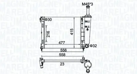 350213183900 MAGNETI MARELLI FORD Радіатор системи охолодження двигуна KA 1.2 08-, FIAT MAGNETI MARELLI подбор по vin на Brocar