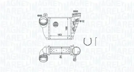 351319204870 MAGNETI MARELLI VW інтеркулер Audi A3,Golf IV,Skoda Octavia II 1.9TDI MAGNETI MARELLI подбор по vin на Brocar
