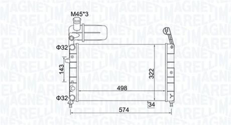 350213154400 MAGNETI MARELLI FIAT радіатор охолодження Tempra,Tipo 1.4/1.6 88- MAGNETI MARELLI підбір по vin на Brocar