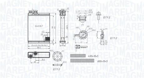 350218486000 MAGNETI MARELLI CITROEN радіатор опалення C3/C4/DS3 09- MAGNETI MARELLI подбор по vin на Brocar