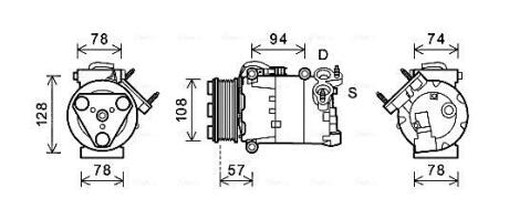 FDAK482 AVA FORD Компресор кондиціонера C-MAX II 2.0 TDCi 10-, GALAXY II 2.0 TDCi 06-, MONDEO IV 2.0 TDCi 07-, LAND ROVER AVA COOLING підбір по vin на Brocar