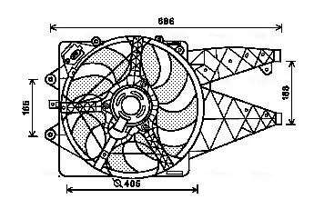 AL7514 AVA ALFA ROMEO Вентилятор радіатора (з дифузором) MITO 08-, FIAT GRANDE PUNTO 05-, PUNTO 08- AVA COOLING підбір по vin на Brocar