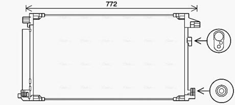 TO5741D AVA TOYOTA Радіатор кондиціонера (конденсатор) з осушувачем PRIUS 1.8 Hybrid 15-, LEXUS AVA COOLING підбір по vin на Brocar