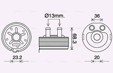 DN3443 AVA NISSAN Оливний радіатор Almera II, Navara, Primera, X-Trail 2.2dCi/2.5td 00- AVA COOLING підбір по vin на Brocar