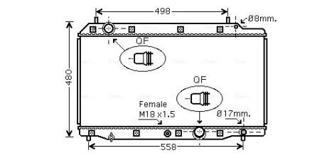 HD2215 AVA HONDA Радіатор охолодження двиг. CR-V II 2.2 CTDi 05-, FR-V 2.2 i CTDi 05- AVA COOLING підбір по vin на Brocar