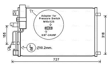 DNA5290D AVA NISSAN Радіатор кондиціонера (конденсатор) без осушувача QASHQAI 2.0D 07- AVA COOLING підбір по vin на Brocar