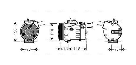 FTAK384 AVA FIAT Компресор кондиціонера DOBLO, FIORINO, PUNTO EVO, CITROEN, PEUGEOT AVA COOLING підбір по vin на Brocar