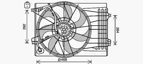HY7572 AVA HYUNDAI Вентилятор радіатора (дифузор в зборі) TUCSON 2.7 04-, KIA AVA COOLING підбір по vin на Brocar