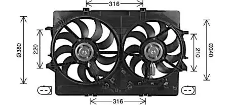 AI7522 AVA AUDI Вентилятор радіатора (дифузор в зборі) A6 12-, A7 10-, Q3 11- AVA COOLING підбір по vin на Brocar
