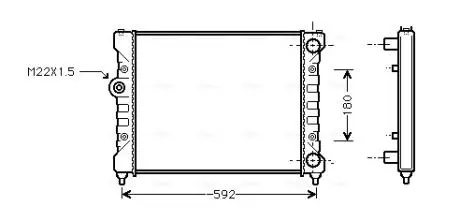STA2024 AVA VW Радіатор сист. охолодження Caddy II, Polo, Seat 1.6/1.8 AVA COOLING підбір по vin на Brocar