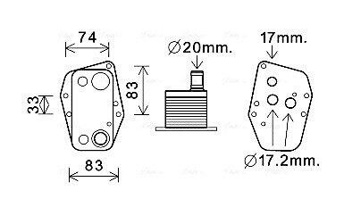 BW3555 AVA BMW Оливний радіатор 1 E87, 3 E46/90, 5 E60, X3 E83 2.0d AVA COOLING підбір по vin на Brocar