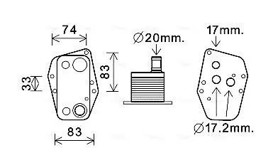 BW3555 AVA BMW Оливний радіатор 1 E87, 3 E46/90, 5 E60, X3 E83 2.0d AVA COOLING підбір по vin на Brocar