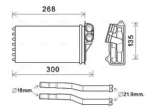 PEA6397 AVA CITROEN Радіатор опалення C1 1.0 05-, PEUGEOT, TOYOTA AVA COOLING підбір по vin на Brocar