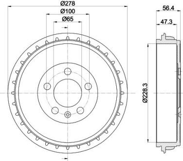 8DT355303251 HELLA SKODA гальмівний барабан FABIA 1.6 21-, KAMIQ 1.0 19-, VW POLO 1.0 17-, SEAT HELLA підбір по vin на Brocar