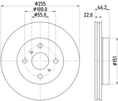 8DD355134981 HELLA PRO TOYOTA гальмівний диск передн. YARIS 1.0 20-, 1.5 20- HELLA підбір по vin на Brocar